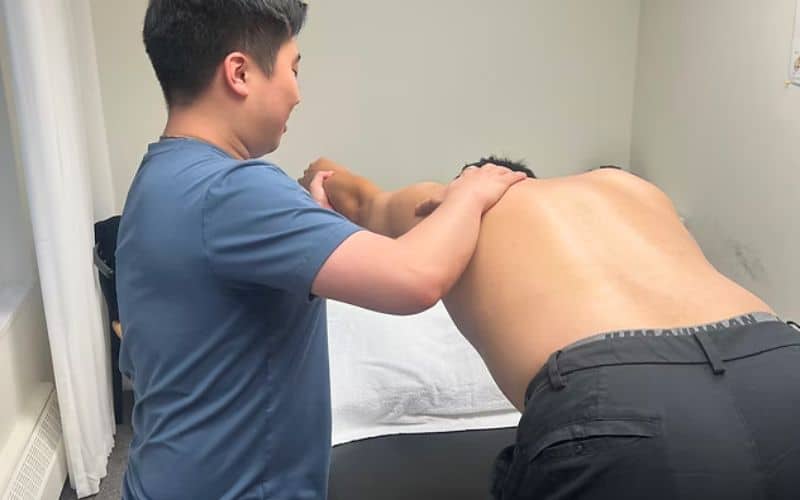 physiotherapist & patient core exercises